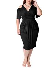 2020 летнее сексуальное платье для полных женщин, плюс размер, винтажное платье 4XL 5XL, женское черное платье с глубоким v-образным вырезом, облегающее платье миди 2024 - купить недорого