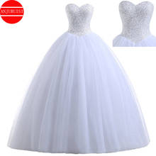 Реальные фотографии белое Тюлевое бальное платье Свадебные платья 2020 бисерный халат свадебное платье для милой невесты платье для принцессы 2024 - купить недорого