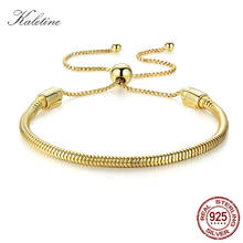 Kaletine pulseira de prata esterlina 2018, bracelete com fecho de cobra dourada 925, pulseiras diy para homens e mulheres, joia de prata 2024 - compre barato
