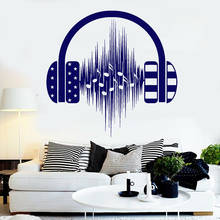 Bedroom Vinyl Wall Decal Headphones Music Musical Decoration Stickers Children Door Decals Mural Removable Audio Wave A445 2024 - buy cheap