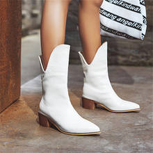 Botas de tacón medio para mujer, zapatos de tubo corto puntiagudos, de talla grande 34-40, nuevos colores a la moda, Otoño e Invierno 2024 - compra barato