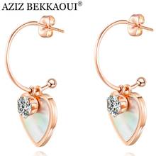 AZIZ BEKKAOUI New Stainless Steel Cute For Women Love Heart Earrings With Shell Fashion Jewelry Earring Cuff Top Quality Jewelry 2024 - buy cheap