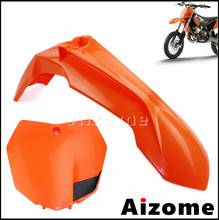 Orange Motorcycle Front Fender Mud Guards & Number Plate Motocross For SXF SX XCW XC EXC XCF 85 125 200 250 300 350 450 13-16  2024 - buy cheap