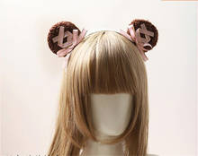 Laço e orelha de urso kawaii, enfeite de cabelo, de pelúcia, para meninas e cosplay 2024 - compre barato
