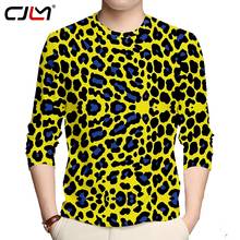 CJLM-camisetas de manga larga con estampado 3D para hombre, ropa de calle de manga larga, holgada, a la moda, color negro, color amarillo, 5XL 2024 - compra barato