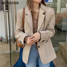BGTEEVER Elegant Notched Collar Solid Suit Jackets for Women Spring Casual Loose Single-breasted Pockets Ladies Blazer 2021 2024 - buy cheap