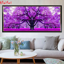 New 5D DIY Diamond Painting Purple Cherry Tree scenery Embroidery full square Round Diamond Cross Stitch Living Room Decor 2024 - buy cheap