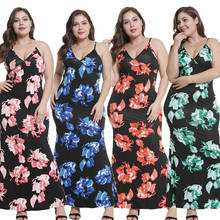 Plus size 3xl sexy com decote em v novo verão vestido longo feminino vestido de verão boho floral estampado maxi praia vestido 2019 strappy vestidos de festa 2024 - compre barato