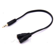 Cable de Audio negro de 3,5mm para auriculares, adaptador divisor de micrófono Y 1 hembra a 2 macho, Cable conectado a ordenador portátil Y PC 2024 - compra barato