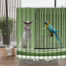 Birds Cage And Dog Shower Curtain Beautiful Animal White Pigeon Bathroom Accessories Set With Hook Home Decor Cheap 2024 - buy cheap