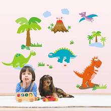 Adesivo de parede série de dinossauro, adesivo de decoração de parede para quarto infantil, papel de parede 2024 - compre barato
