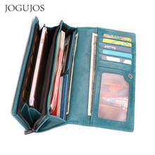 JOGUJOS Genuine Leather Women's Long Wallets RFID Design Purse Clutch Wallet Phone Bag Coin Purse Women Long Card Holder Wallet 2024 - buy cheap