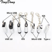 Tingdong adaptador conversor de cabo de carregamento, conversor de cabo prateado de dados para iphone/android micro usb tipo-c para usb 3.0 2024 - compre barato