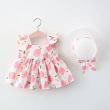 2021 verão vestido da menina do bebê para o bebê recém-nascido meninas roupas princesa vestidos 1st vestido de aniversário com chapéu 0-2y roupas infantis 2024 - compre barato