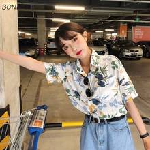 Рубашка женская шифоновая с мультяшным рисунком, свободная модная шикарная уличная одежда в Корейском стиле, универсальная Удобная универсальная уличная одежда BF 2024 - купить недорого