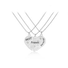 3pcs / set of New Good Friends Jewelry Gifts Three Petal Heart Shaped BFF Broken Heart Best Friends Forever Pendant Necklace 2024 - buy cheap