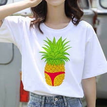 Camiseta con estampado de piña colorida para mujer, remera estampada de los 90, Tops Harajuku, camiseta de manga corta con animales, camisetas para mujer 2024 - compra barato