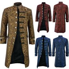 Новый Мужской винтажный пиджак-фрак, Готический стимпанк, куртка с длинным рукавом, викторианский пиджак, повседневная одежда на Хэллоуин для взрослых 2024 - купить недорого