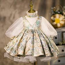 Vestidos de flores de tul para niña, vestidos de noche de boda, manga farol, bordado de cuentas, vestido Formal para niña, vestido de cumpleaños L769 2024 - compra barato