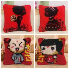 Pulaqi DIY Girl Boy Latch Hook Pillows Segment Embroidery Cross Stitch Carpets Embroidered Latch Hook Chinese Series Pillow Sets 2024 - buy cheap