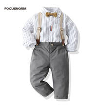 FOCUSNORM, Осенние комплекты детской одежды для мальчиков, полосатые однобортные Топы с длинным рукавом и брюки, 2 шт. 2024 - купить недорого