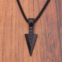 KSRA Matte Black Long Necklace with Arrow Pendant Jewelry Chain Hip Hop Punk Rock Christmas Halloween Gift For Men Women 2024 - buy cheap