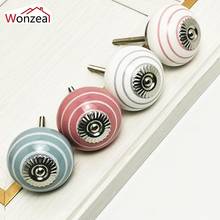 2PCS Round Ceramic Drawer Handles Single Hole Cupboard Door Knobs For Children Room  With Screws Furniture Pulls 2024 - buy cheap