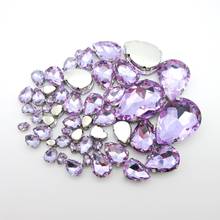 Cristal violeta con forma de gota de agua para coser, diamantes de imitación, accesorios para bolsos y prendas de vestir, 7 tamaños 2024 - compra barato