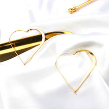 Ouro cor de metal oco coração hoop brincos coreano doce amor liga dos namorados martelado hoop brincos para festa feminino jóias 2024 - compre barato