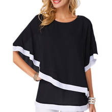 Camisa de manga murciélago para mujer, Tops informales holgados irregulares con costuras, Túnica de talla grande, ropa de gasa para mujer 2021 2024 - compra barato