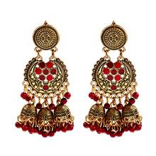 Elegant Women's Flower Gold Jhumka Earrings Vintage Ethnic Indian Gypsy Boho Tribe Bell Tassel Drop Earrings 2024 - buy cheap