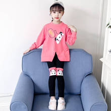 Teenage Girls Clothing Set Cartoon Panda Pattern Sports Suit Children Outfits Teens School Costume Cotton Top + Legging Pants 2024 - buy cheap