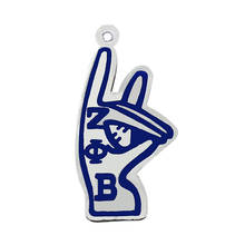 Fashion metal engraving finger gesture label charm ZETA PHI BETA sorority society symbolic jewelry DIY pendant 2024 - buy cheap