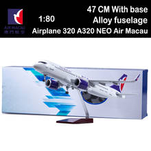 Avión de 47CM a escala 1/80 A320 NEO Air Macau, modelo de avión con luz LED, chasis fundido a presión, Avión de aviación, juguetes de avión, 320 2024 - compra barato