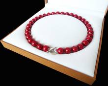Joyería AAA +, collar de perlas de concha roja de coral del Mar del Sur auténtico de 12mm, cierre de corazón, cadena de 18 pulgadas 925 2024 - compra barato