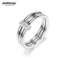 JeeMango-anillo de compromiso de acero inoxidable para mujer, sortija de compromiso, de Color plateado, cristal, Circonia cúbica, zirconia, circonita, zirconita, JR18001 2024 - compra barato