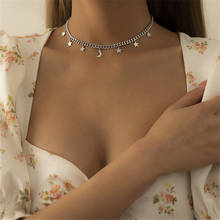 2021 moda jóias nicho design estrela lua borla pingente liga corrente colar leve jóias exclusivo para mulher 2024 - compre barato