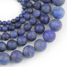 Yhbzret pedra natural fosco lapis lazuli espaçador redondo solta contas 15 "strand 4 6 8 10 12mm diy colar pulseira diy acessórios 2024 - compre barato