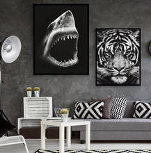 Modern Animal Lion Poster And Big Shark Print Canvas Painting Home Kitchen Wall Art Decoration Stickers Can Be Customized 2024 - buy cheap