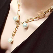 Женское Ожерелье с кулоном из искусственного жемчуга, короткое ожерелье на цепочке до ключицы, подарочное ювелирное изделие, 2019 2024 - купить недорого