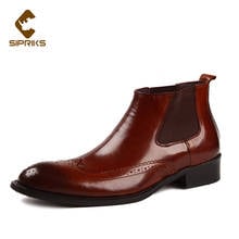 Sipriks-botas estilo Chelsea de cuero auténtico para hombre, botines de estilo Retro con punta alada, zapatos de vestir de goma, color rojo y marrón, botas de vaquero italiano 2024 - compra barato