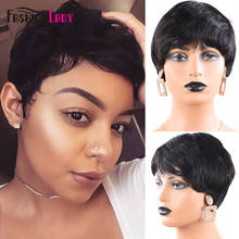 Short Pixie Cut Wig Human Hair Wigs For Black Women Fashion Lady Brazilian Straight Remy Glueless Machine Made Short Hair Wigs 2024 - buy cheap
