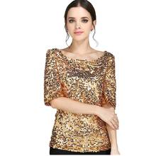 Elegant Summer Women Short Sleeve Patchwork Bling Sequined Chic T-Shirt Lady Elastic Plus Size 5XL O-Neck Shirt Party Tops Tees 2024 - buy cheap