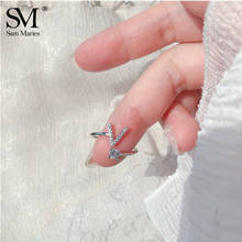 Fashion A-Z Initial Letter Ring Silver Color CZ Rhinestone Alphabet Adjustable Open Finger Band Elegant Jewelry Gift for Women 2024 - купить недорого