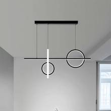 Lustre linear moderno de led, luminária com suspensão dourada e preta, candelabro de cozinha com design artístico, minimalista 2024 - compre barato