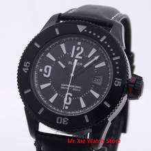 Bliger 43mm Automatic Mechanical Watch Men Luxury Brand Luminous Waterproof PVD Case Leather Strap Calendar Wristwatches Men 2024 - buy cheap
