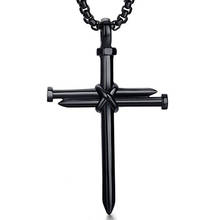 2021 New Fashion Cross Necklace Men Punk Nail Styling Pendant Black Gold Silver Color Chain Creative Necklace Jewelry Gifts 2024 - buy cheap