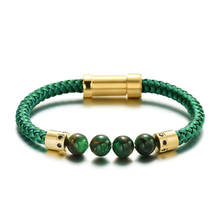 Мужской и женский браслет RUIMO, зеленый браслет из нержавеющей стали в лесном стиле, Отделяемый бисером из натурального камня, 2019 2024 - купить недорого