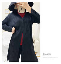 Miyake Pleated Trench Autumn Long Section Loose Large Size Pleated Simple Cardigan Coat Female 2024 - buy cheap