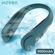 iHoven Mini Neck Fan Portable Bladeless Fan Rechargeable Leafless Hanging Fans Air Cooler Cooling Wearable Neckband Fans 2024 - buy cheap